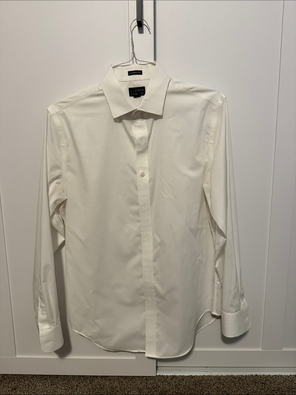 J. Crew Men's White Dress Shirt - Point Collar - Size M 15-15.5